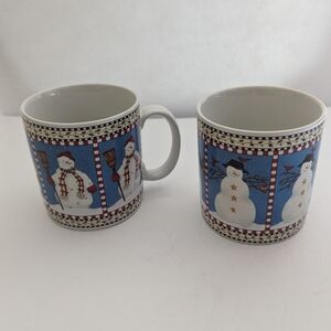 Debbie Mumm Snowman 4-Mug Set by Sakura 1997 with Box